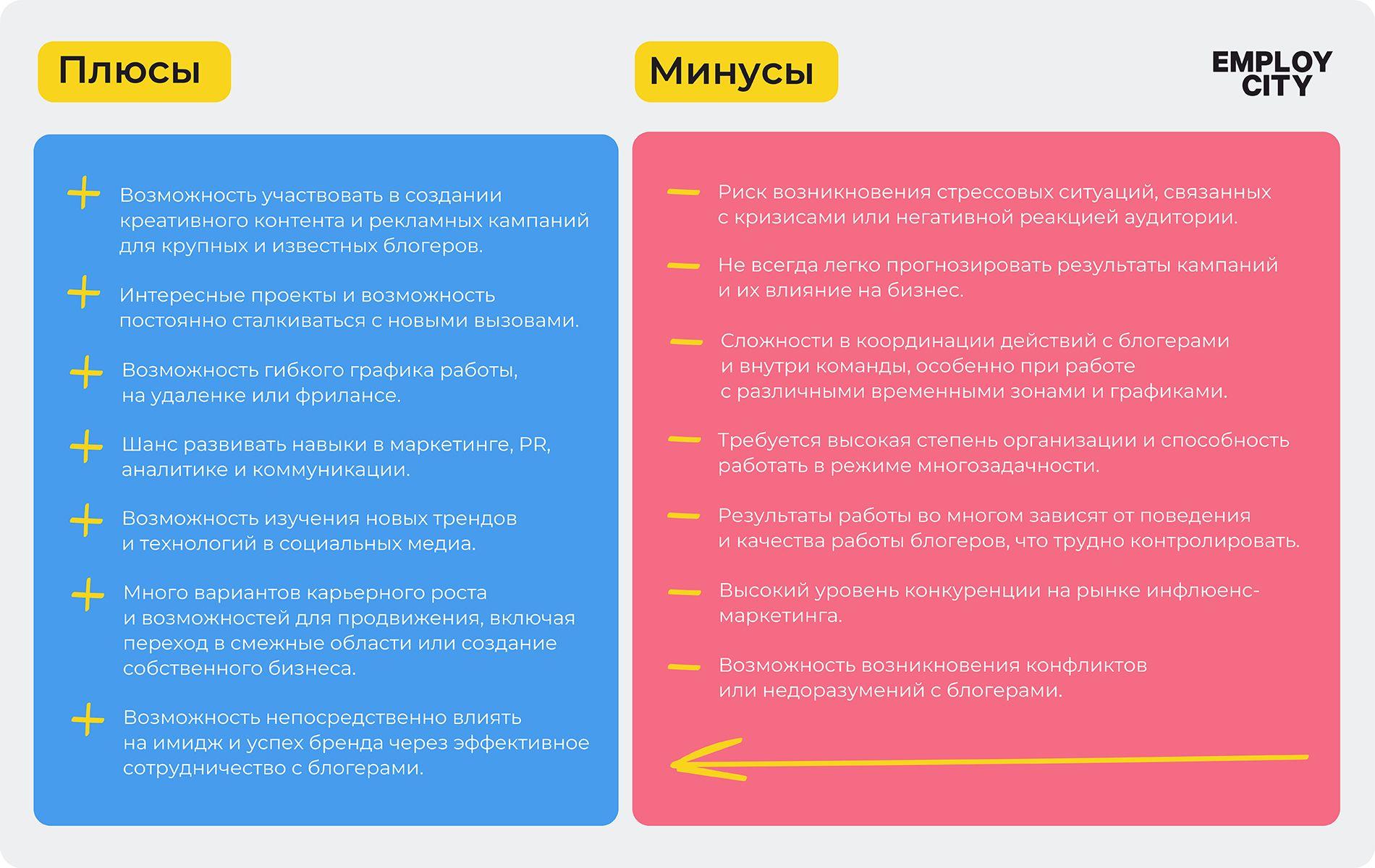 Какие плюсы и минусы профессии инфлюенсера